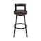 Armen Living Lynof Swivel Counter Stool in Brown Metal with Brown Faux Leather 840254335448 - alternate 6